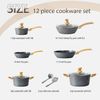 12PCS Nonstick Hammered Granite Kitchen Cookware Cooking Pots Pans Set Grey