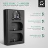CELLONIC Smart & Fast LP-E6 LP-E6N Dual Charger compatible with LC-E6 CBC-E6 + USB Cable Charging Cable USB Power Supply