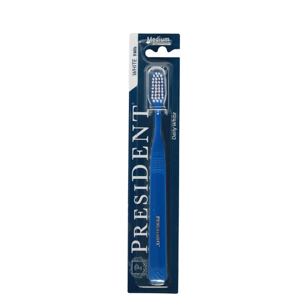President - White Whitening Toothbrush with Ergonomic Handle