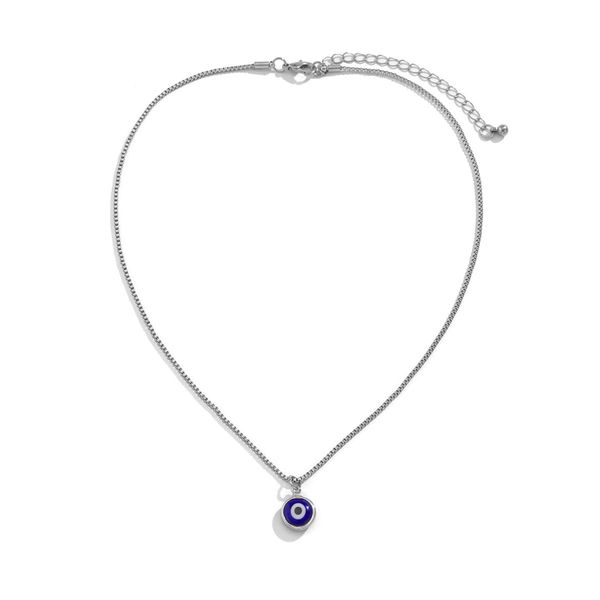 Inateannal Collana del malocchio per le donne Collana a catena d'argento a scatola Choker Dainty Blue Devil Eye Pendant Necklace Catena Turco Lucky Statement Necklace Gioielli