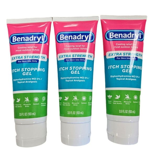 Benadryl GEL Extra Strength ITCH STOP Gel 3.5 oz ( 3 Pack ) ^ NEW LOOK!