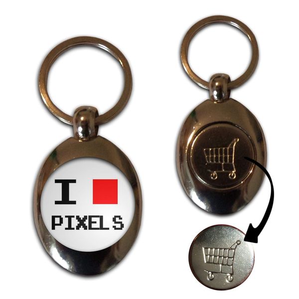 Pixel Love - £1/€1 Metal Shopping Coin Token Key Ring