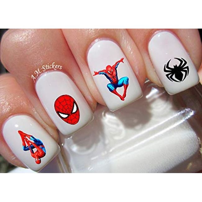 Spider Man Water Nail Art Transfers Stickers Decals - Set of 66 - A1272