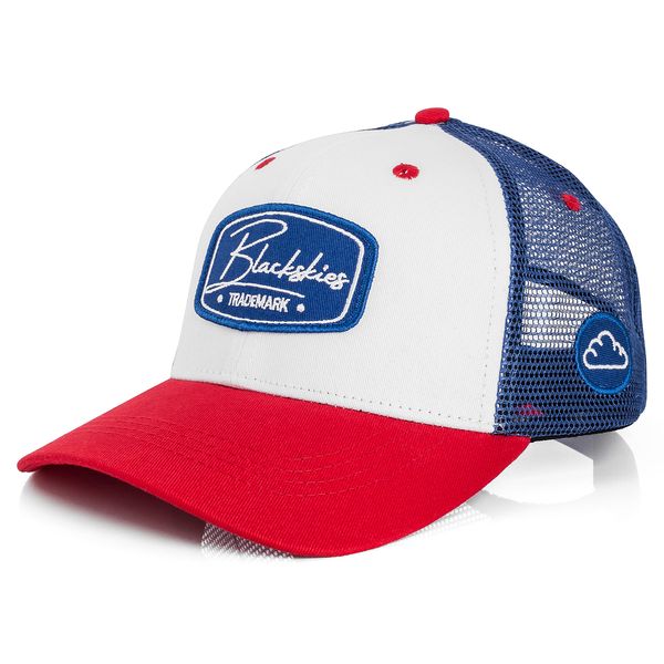 Blackskies® Race Baseball Cap | Herren Damen Premium Trucker Cap | Snapback Schirm Mütze Kappe Basecap Weiß-Blau-Rot