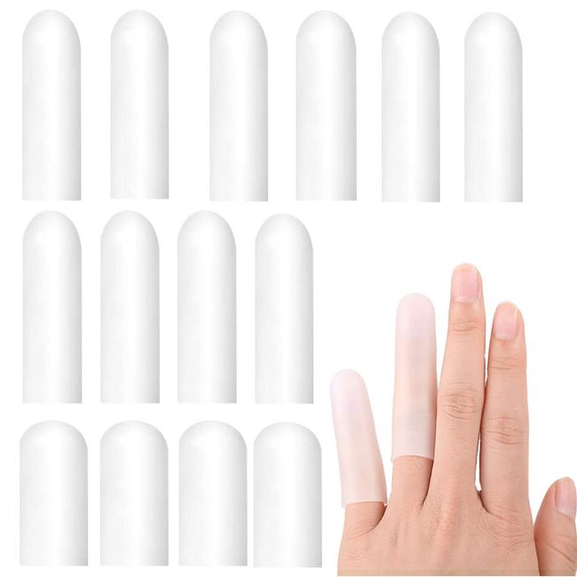 VIKSAUN 14 Pcs Silicone Finger Protectors, Gel Finger Cots & Protector, Finger Protector Finger cots, Relief from Pain of Finger Tips Cracked, Arthritis, Finger Cracking, Friction (14 Pcs)