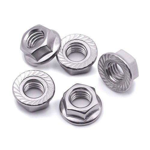 #6-32 Serrated Flange Hex Lock Nuts Hexagon Nuts, 304 Stainless Steel 18-8, Full Thread, Coarse Thread UNC, Pack of 50