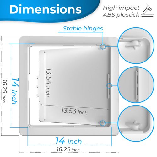Access Panel for Drywall - 14 x 14 inch - Wall Hole Cover - Access Door - Plumbing Access Panel for Drywall - Heavy Durable Plastic White
