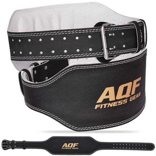 AQF Weight Lifting Belt for Men Gym Fitness, 6" Padded Lumbar Back Support, 7mm Thick Leather Training Belt with 11 Adjustable Holes, Ideal for Powerlifting, Bodybuilding