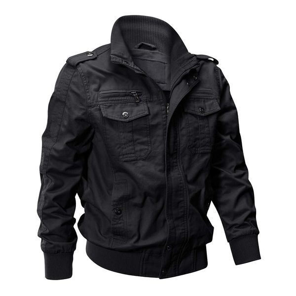 EKLENTSON Jacket Winter For Men Military Jacket Bomber Jacket Lightweight Windproof Windbreaker Black