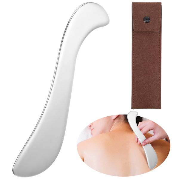 AOZUO Strumento Gua Sha per il corpo, in acciaio inox, raschietto muscolare in metallo per raschiare la pelle, strumento per terapia fisica, per viso, gambe, spalle, collo, cicatrici, massaggi dei