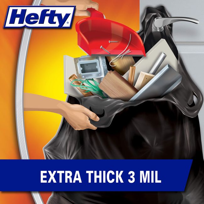 Hefty Heavy Duty Contractor Extra Large Trash Bags, 45 Gallon, 20 Count/