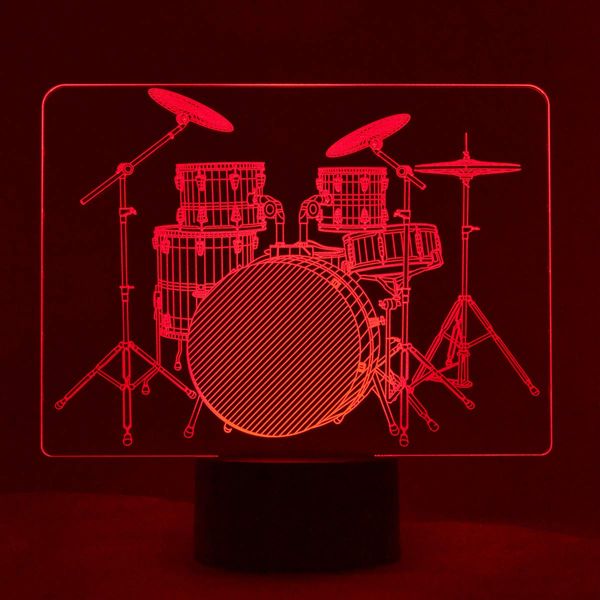 Drum Set - 3D LED LAMP Optical Illusion Light with 7 Color Changing Lighting Effects