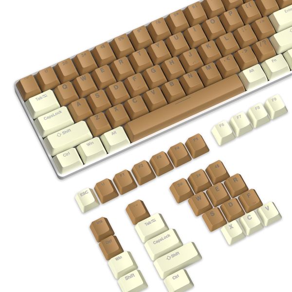 ABS Keycaps 104 Keys OEM Profile Double Shot Keycap Set,ANSI US Layout for Mechanical Keyboard,Compatible with MX Switches Cherry/Gateron/Kailh/Akko Switch,with Key Puller (Brown&Milky Yellow)