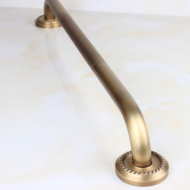 IMPEU Heavey Duty Grab Bar, 12-Inch Sturdy Hand Rail, Stylish Bathroom Armrest, Antique Brass Finish, Good for Senior, Kids, Elderly