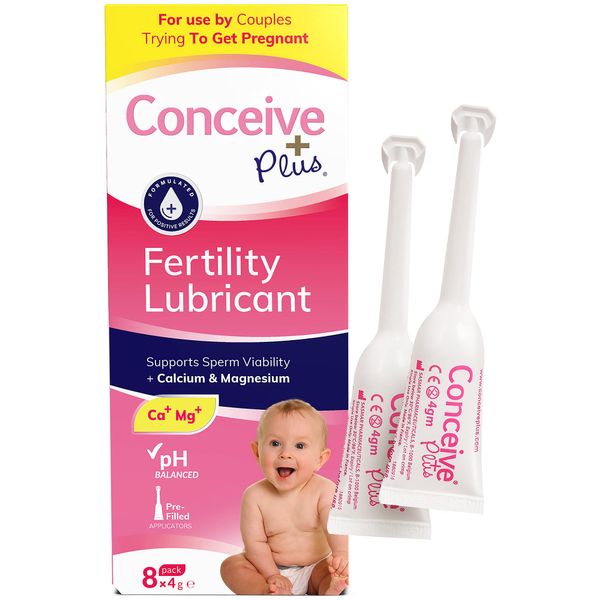 CONCEIVE PLUS Fertility Lubricant for Women – TTC Baby Lube -Calcium + Magnesium Ions - pH Balance Vaginal Moisturizer - 8x4g Pre filled Applicator