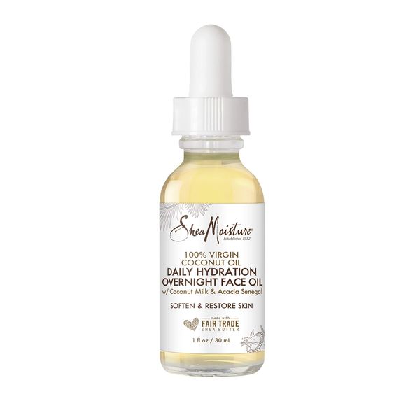 SheaMoisture Overnight Face Oil for All Skin Types 100% Virgin Coconut Oil for Daily Hydration 1 oz