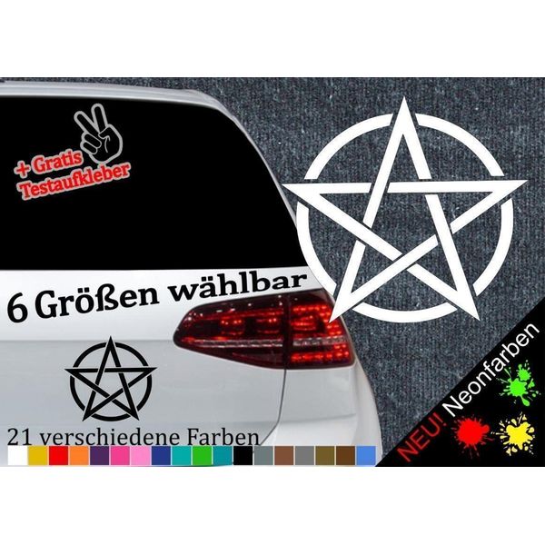 Pentagramm Aufkleber -6 Größen 21 Farben- Beast Evil Schwarze Magie Hexe Dämon