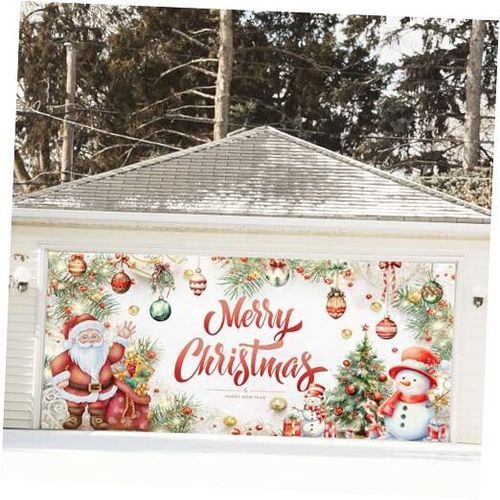 Vlipoessn 7 x 16 ft White Christmas Garage Door Banner Cover Decorations,