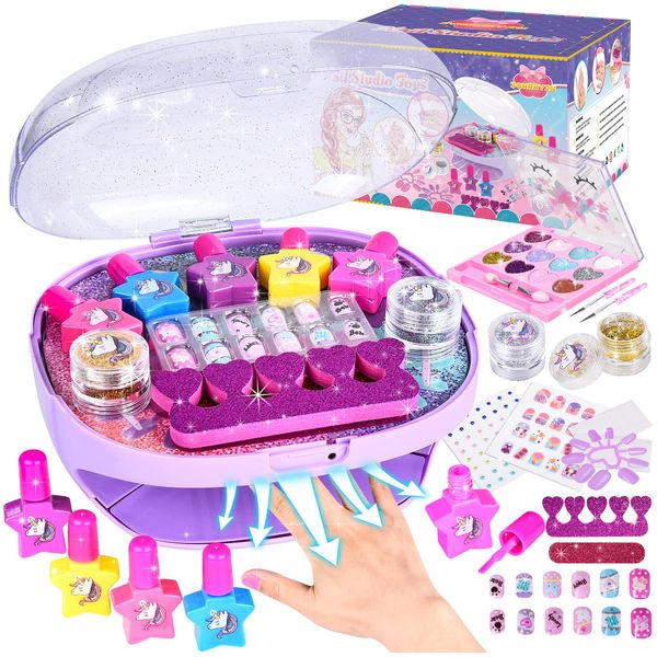 FORMIZON Set Unghie Bambini Kit, Unghie Bambina, Smalti per Unghie Kit con Unghie Asciuga, Kit Smalto per Unghie Bambina, Unghie Compleanno Gioco Regalo per Bambina Ragazza (Viola)