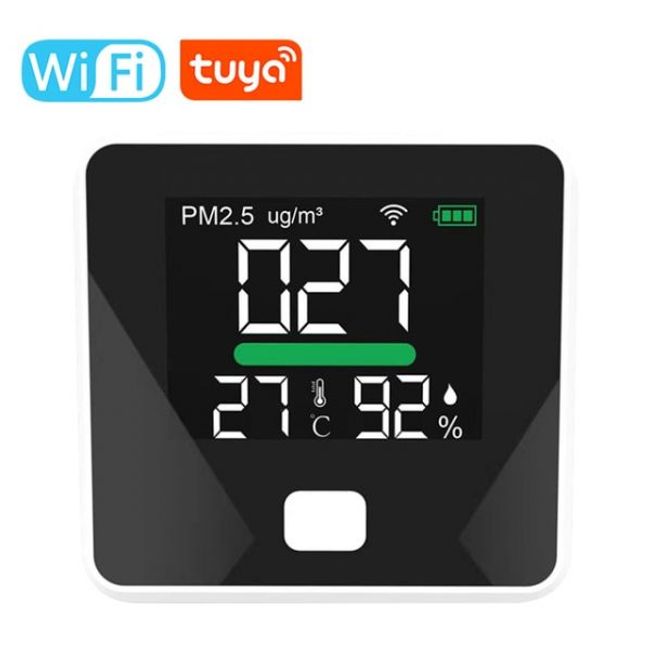 Fine Dust Meter Air Quality Meter Tuya WiFi Monitor Dust Detector PM25 Temperature Humidity Low Battery Warning 3 in 1 for Home Office Car, CN, Wifi