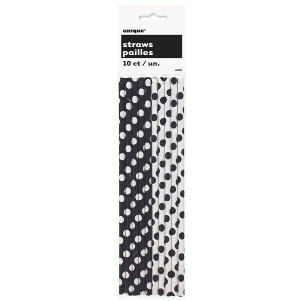 Unique Black Dots Paper Straws - Pack of 10