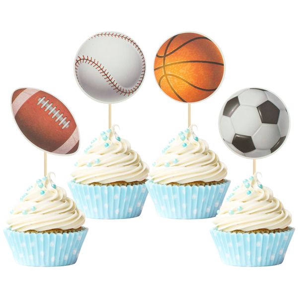 Gyufise 36 Pack Sports Cupcake Toppers Baseball Rugby Cupcake Picks Basketball Toothpicks Soccer Ball Football Cake Decor for Boy Happy Birthday For Sports Ball Game Theme Party Supplies Decoration …