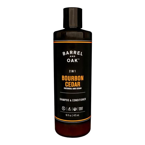 Barrel and Oak - 2-in-1 Shampoo & Conditioner, Men's Shampoo & Conditioner Set, Hair Care for Men, Cleanses Hair & Scalp, Natural Moisturizer, Essential Oil-Based Scent, Vegan (Bourbon Cedar, 16 oz)