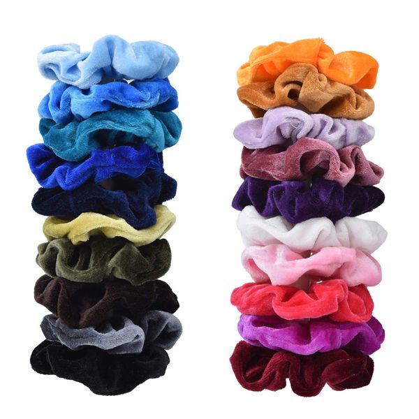 DDSHUN 20 Stücke Bunte Haargummis Elastische Haarbänder Samt Scrunchies Haar Weich Haarbänder Bunte Haarschmuck Velvet Trendfarben Sanft Elegant Für Mädchen Damen Frauen Pferdeschwanz