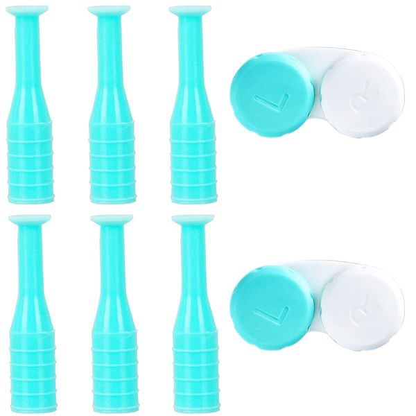 Contact Lens Travel Kit,Hard Contact Lens Remover 6 Pack RGP Plunger for Hard Lenses and 2 Pack Contact Lens Cases