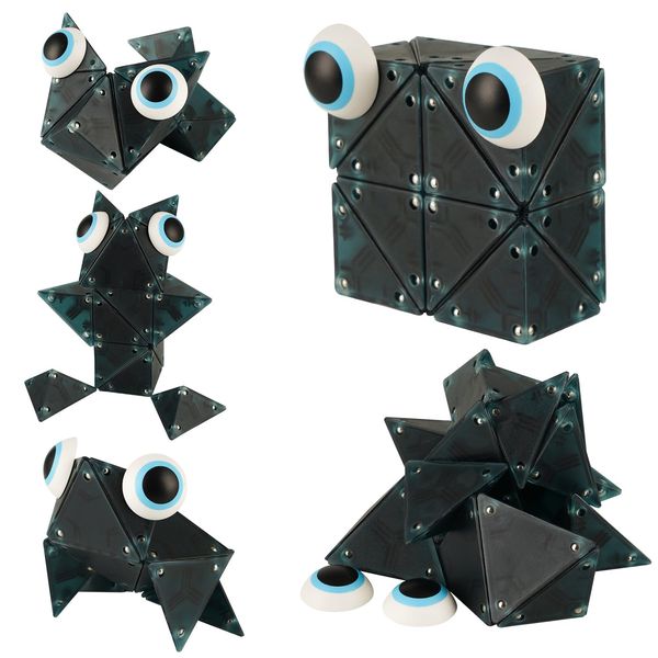 Magnetic Fidget Toys Desk Decor for Stress Relief, 22 Pcs Triangle Puzzle Magnet Fidget Balls Building Blocks for Teens & Adults, Girls, Boys (Dark Blue)