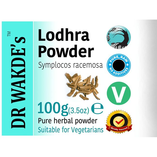 DR WAKDE'S Lodhra Powder (Symplocos racemosa) - 100g (3.5oz) | Pure, Raw & Dried Powder | Ayurvedic Herb | Vegan | Nothing Added, Nothing Removed | Same Day Dispatch