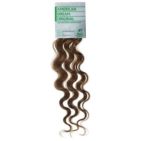 American Dream Soft Wave Clip in Hair Extension Number 8, Mousey Brown 18-Inch