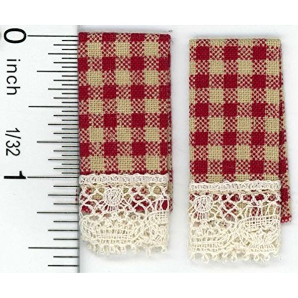 Dollhouse Miniature Set of 2 Country Red Dish Towels