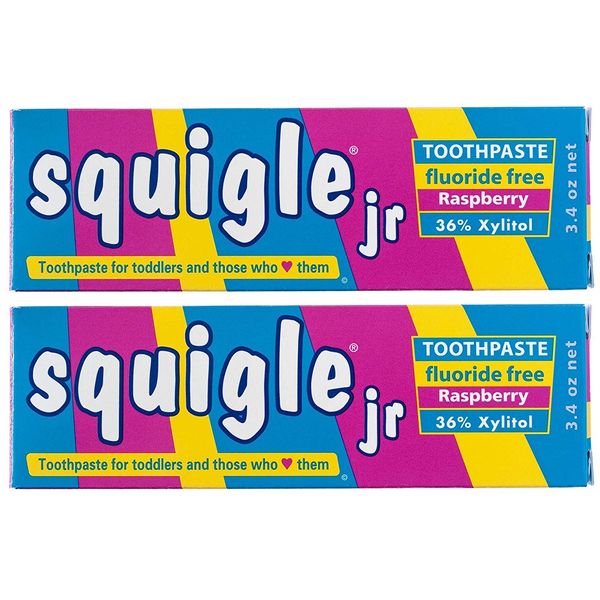 Squigle Jr Toothpaste (for Infants, Toddlers), Travel Toothpaste, Prevents Cavities, Canker Sores, Chapped Lips. Soothes, Protects Dry Mouths. Stops Tooth Sensitivity, No SLS - 2 Pack