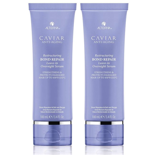 Alterna Caviar Anti-Aging Restructuring Bond Repair Leave-in Overnight Serum, 3.4-Ounce (2-Pack)