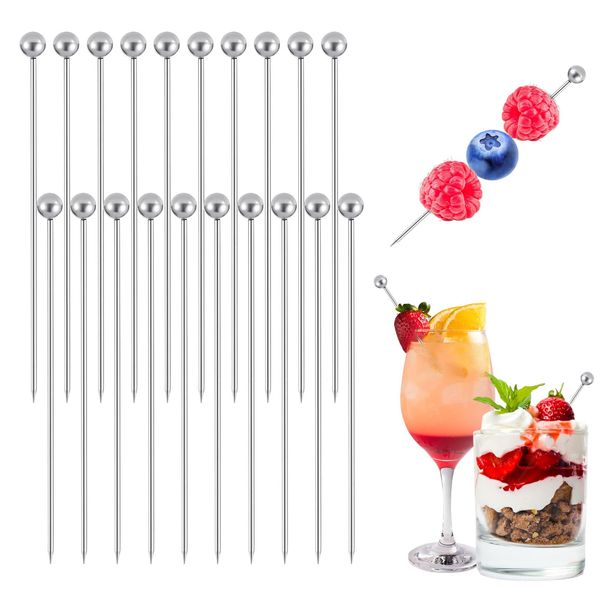 20 Stück Edelstahl Cocktailspieße,Cocktail Spieße Cocktail Piekser Edelstahl Martini Spieße Edelstahl Cocktail Spiesse Für Cocktail Oliven Picker Antipasti Fingerfood Dessert Metallspieße Cocktails