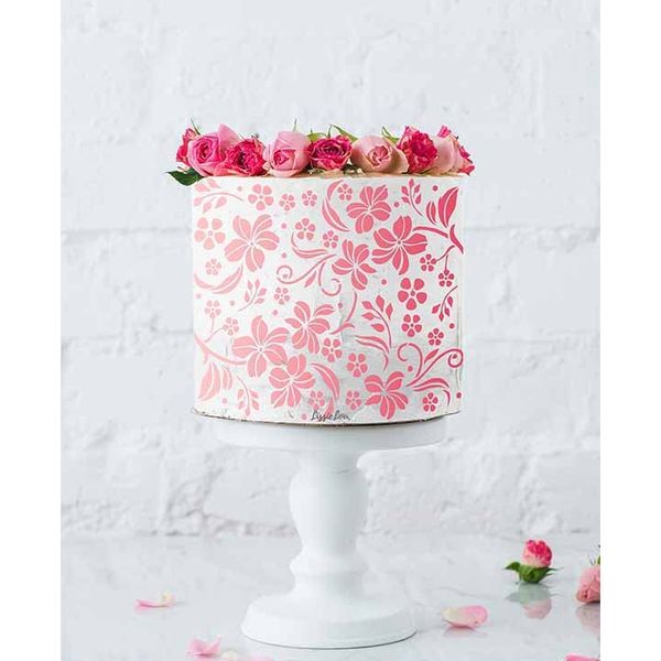 Swirly Floral Cake Stencil Full Size Design