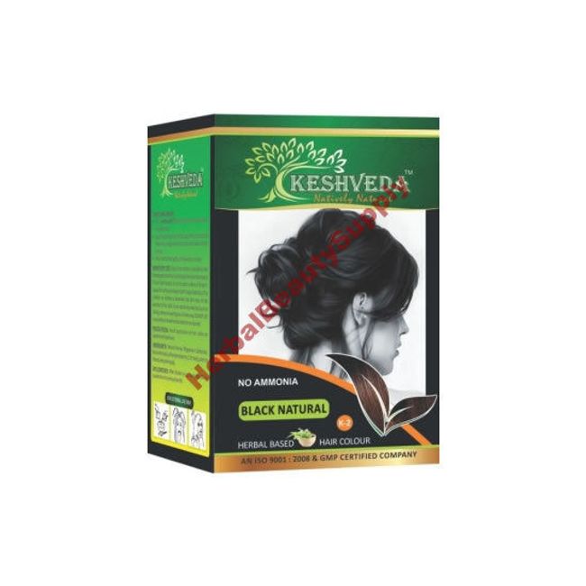 12 Sachets of Keshveda Hair Dye NATURAL BLACK Color