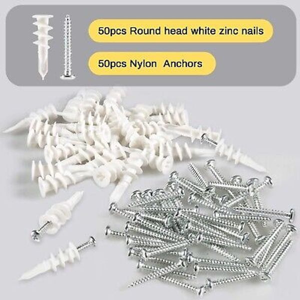 50 Pcs Self Drilling Drywall Anchors Nylon Anchor Screws Dry Wall Anchors Screw