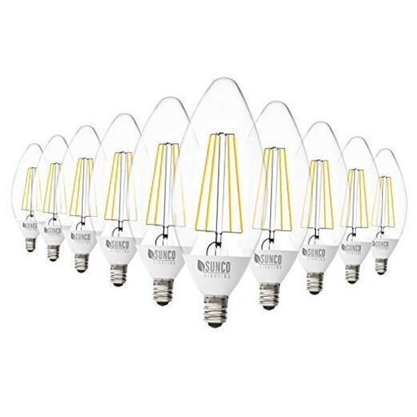 Dusk to Dawn Light Bulbs Outdoor Candelabra LED B11, 10 Pack 2700K Soft White