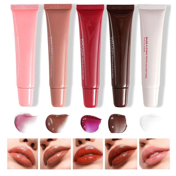 5PCS Lipgloss,Lipgloss Set for Girls,Moisturizing Glitter Lip Gloss,Shiny Lip Gloss,Transparent Color,Non-Sticky,Moisturizing Effect,Nourishing Lip Care,for Women,Girls