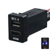 HDMI Socket Mount Cable + QC3.0 Quick Charge Car Charger USB Adapter Use for Toyota