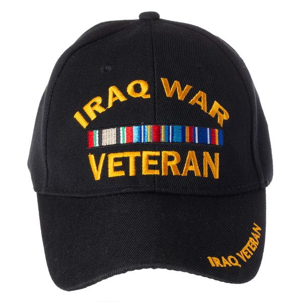 Artisan Owl US Military Iraq War Veteran Ribbon Embroidered Adjustable Baseball Cap (Basic Black)