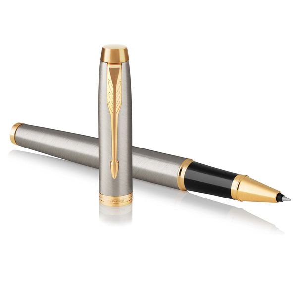 Parker IM Rollerball Pen | Brushed Metal | Fine Point Black Ink | Gift Box