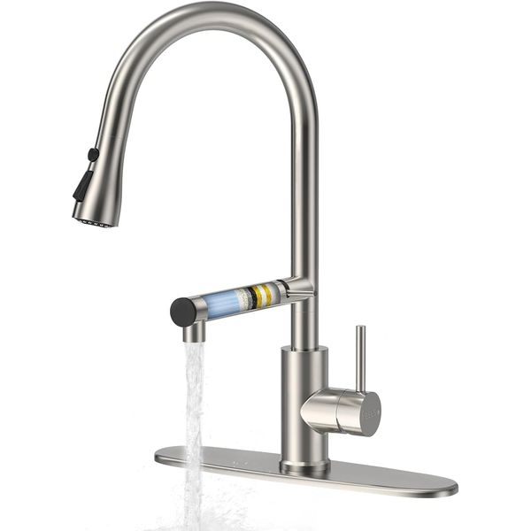 Kitchen Faucets, Upgraded Filter Water Kitchen Faucet with Pull down Sprayer, Br