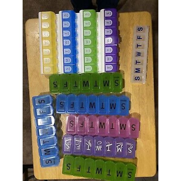 7-Day Weekly Vitamin Medicine Pill Storage Box Organizer Cases Lot Of 8