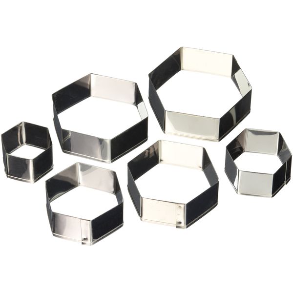 Ateco Rectangle Pastry Fluted Round Cutters in Graduated Sizes, Plain Edge