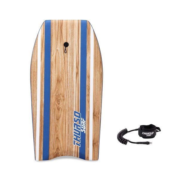 THURSO SURF Quill 42'' Bodyboard Lightweight Durable EPS Core IXPE Deck HDPE Slick Bottom FRP Stringer Crescent Tail Dual Channel Plastic Mesh with Double Swivel Coiled Wrist Leash (Azure)