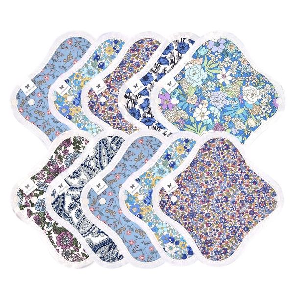 No 1 AESST-10P-V14 Organic Cotton Panty Liners, Set of 10, v14, Dark Blue, Mature Elegant Dark Blue Pattern