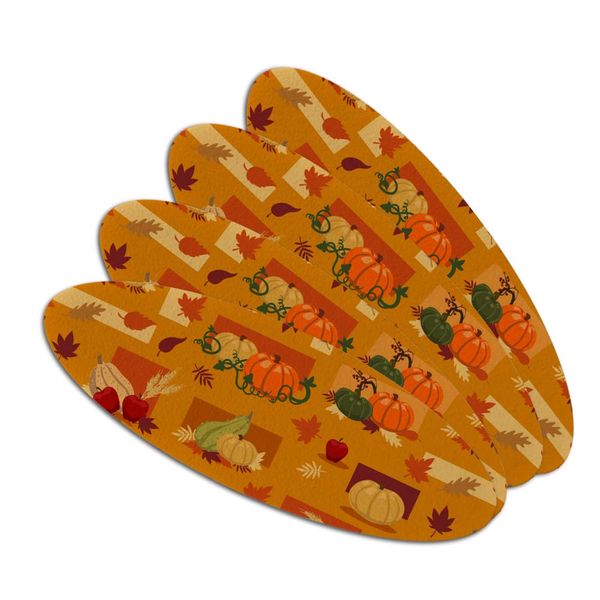 Fall Autumn Harvest Pumpkin and Squash pattern Double-Sided Oval Nail File Emery Board Set 4 Pack